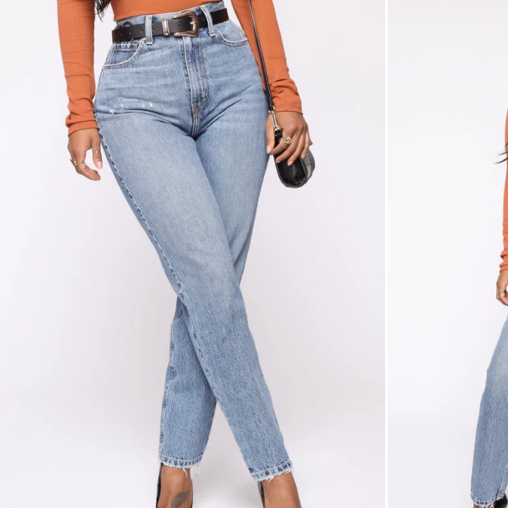 Fashion Nova High Rise Jeans - Light Blue